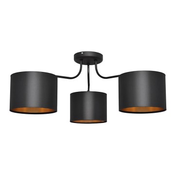 Aan plafond gevestigde hanglamp ALBA 3xE27/15W/230V zwart/gouden