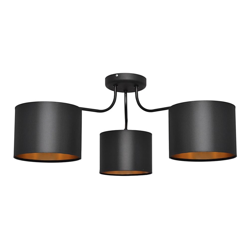 Aan plafond gevestigde hanglamp ALBA 3xE27/15W/230V zwart/gouden