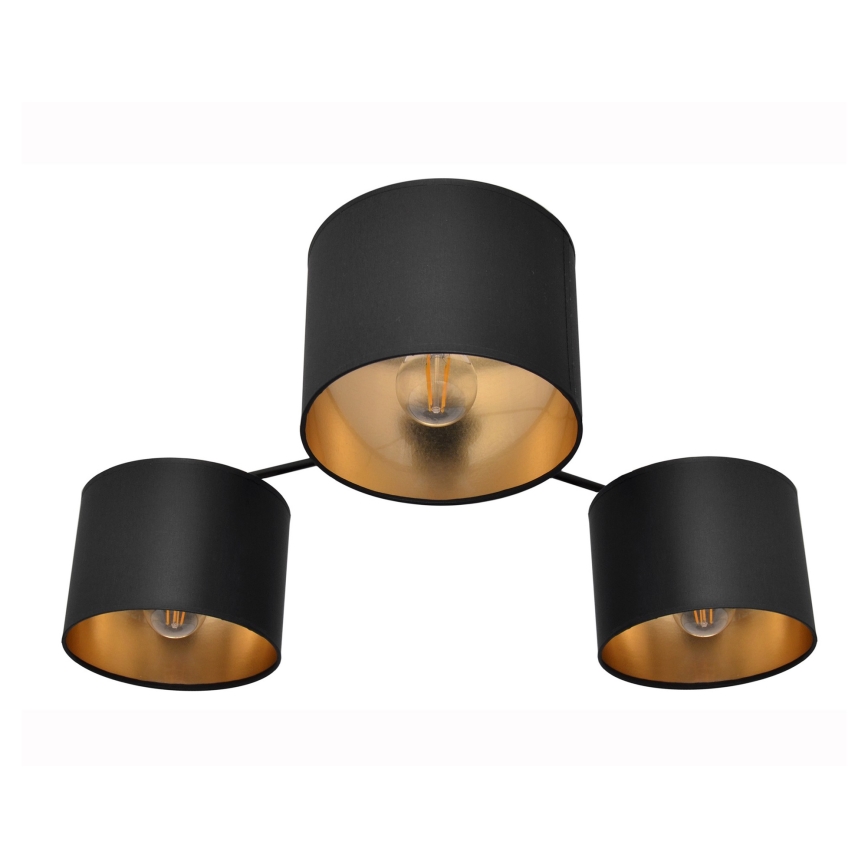 Aan plafond gevestigde hanglamp ALBA 3xE27/15W/230V zwart/gouden