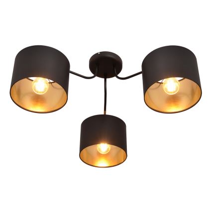 Aan plafond gevestigde hanglamp ALBA 3xE27/15W/230V zwart/gouden
