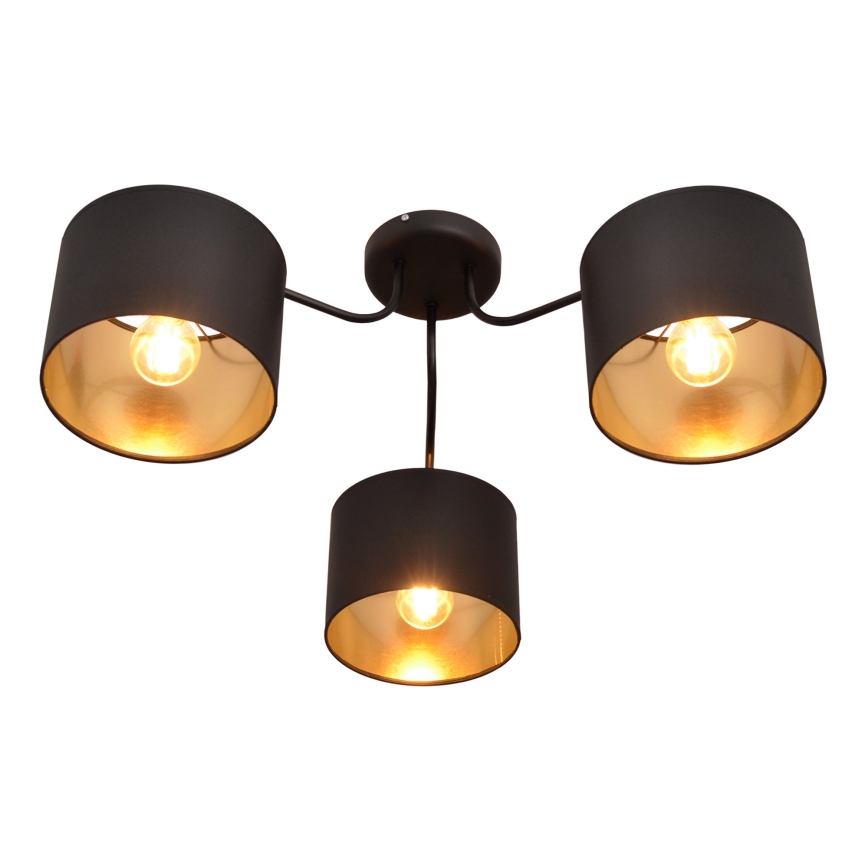 Aan plafond gevestigde hanglamp ALBA 3xE27/15W/230V zwart/gouden