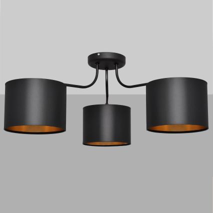Aan plafond gevestigde hanglamp ALBA 3xE27/15W/230V zwart/gouden
