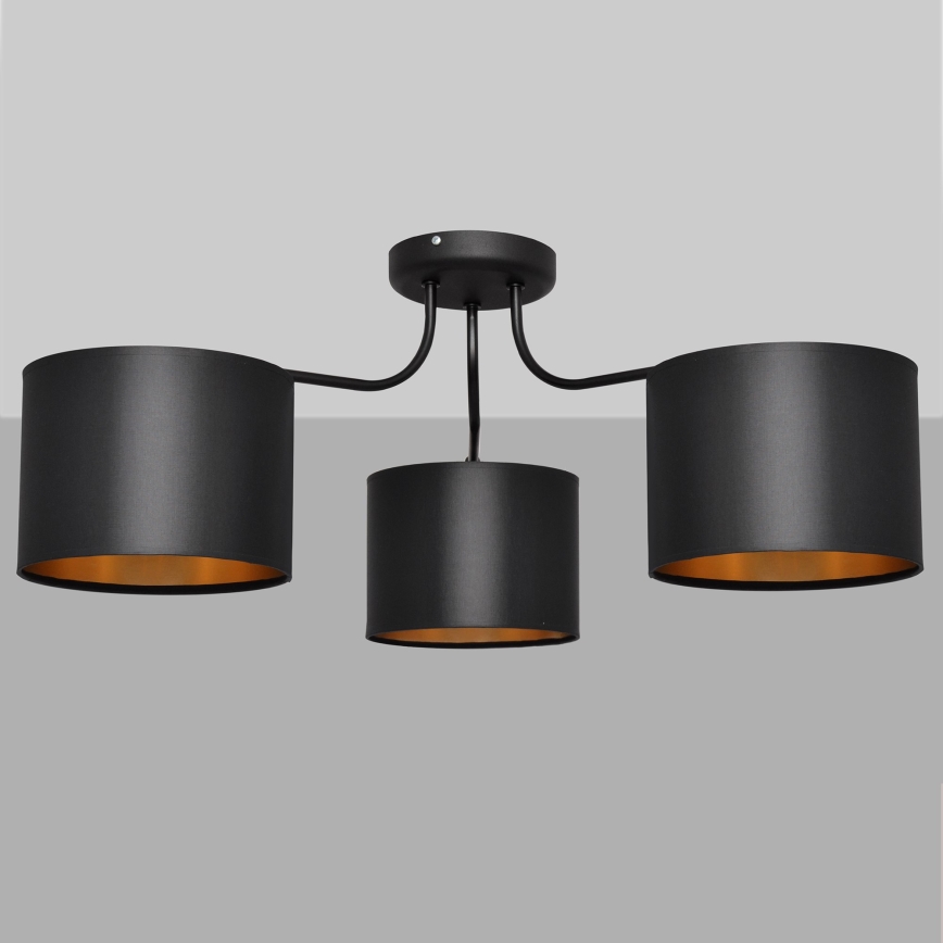 Aan plafond gevestigde hanglamp ALBA 3xE27/15W/230V zwart/gouden