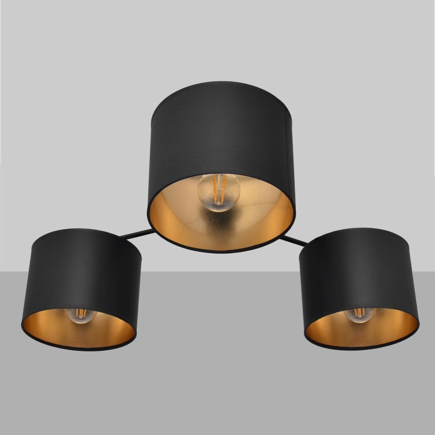 Aan plafond gevestigde hanglamp ALBA 3xE27/15W/230V zwart/gouden