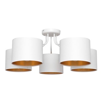 Aan plafond gevestigde hanglamp ALBA 5xE27/15W/230V wit/gouden