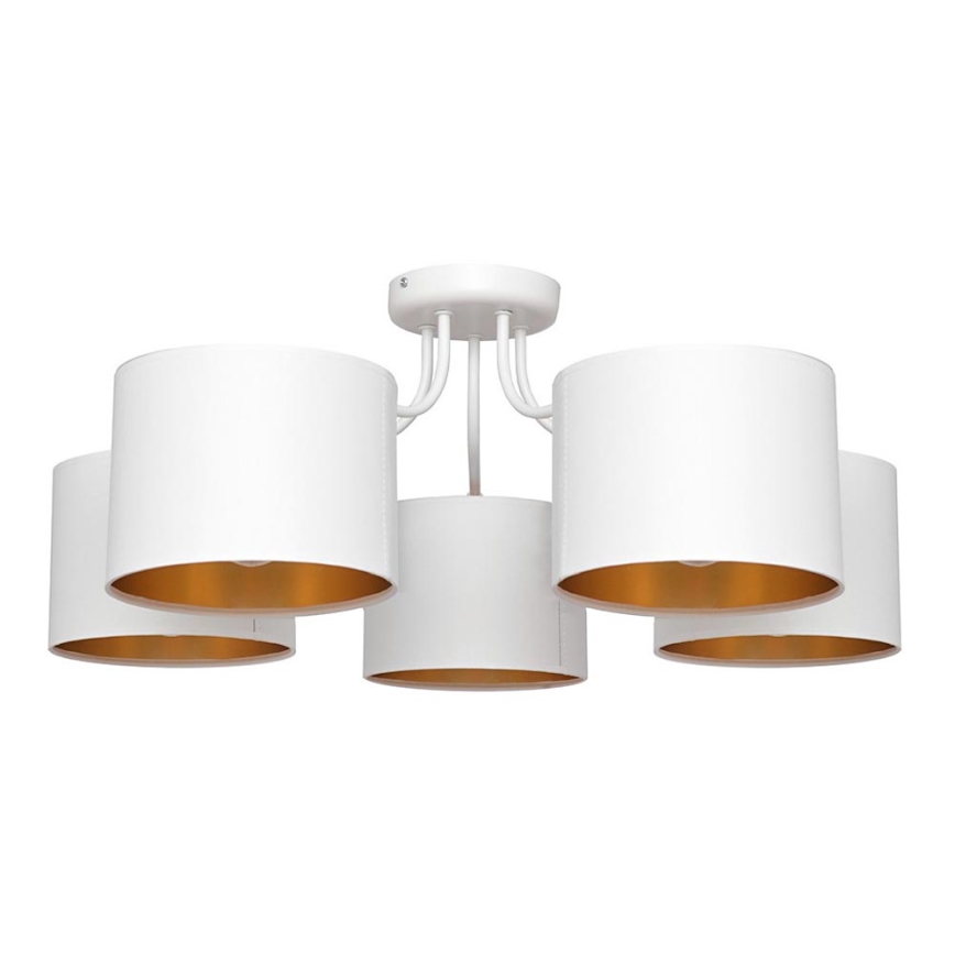 Aan plafond gevestigde hanglamp ALBA 5xE27/15W/230V wit/gouden