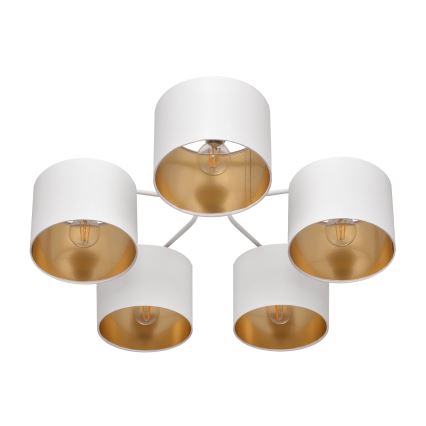 Aan plafond gevestigde hanglamp ALBA 5xE27/15W/230V wit/gouden