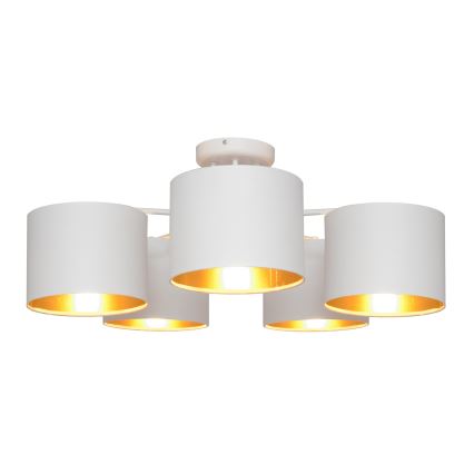 Aan plafond gevestigde hanglamp ALBA 5xE27/15W/230V wit/gouden