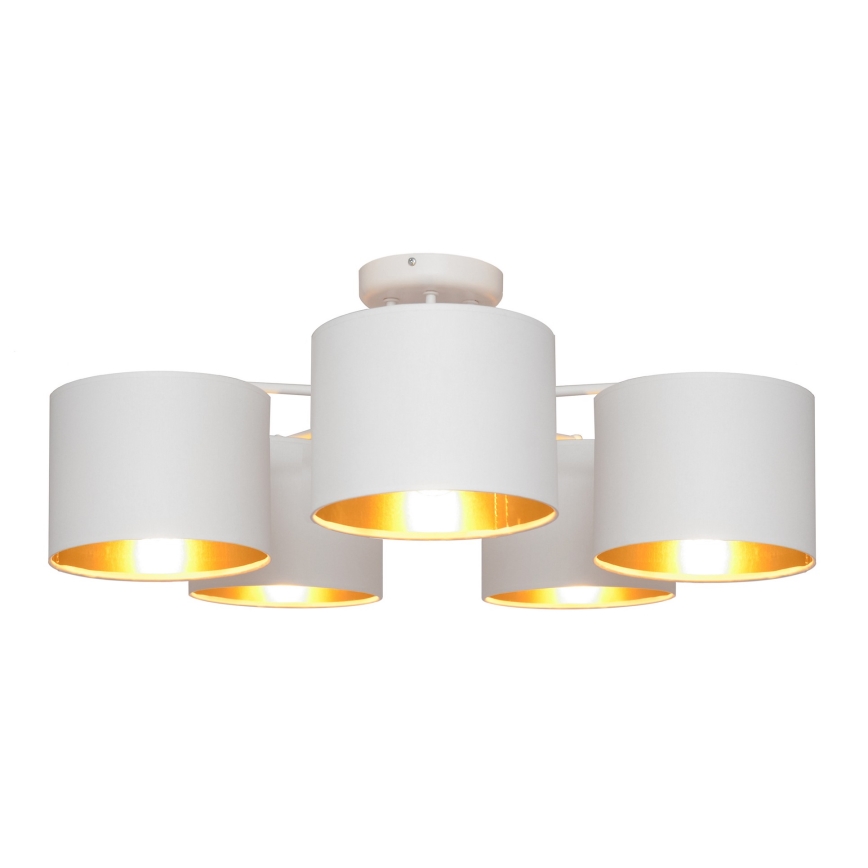 Aan plafond gevestigde hanglamp ALBA 5xE27/15W/230V wit/gouden
