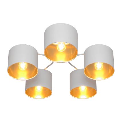 Aan plafond gevestigde hanglamp ALBA 5xE27/15W/230V wit/gouden