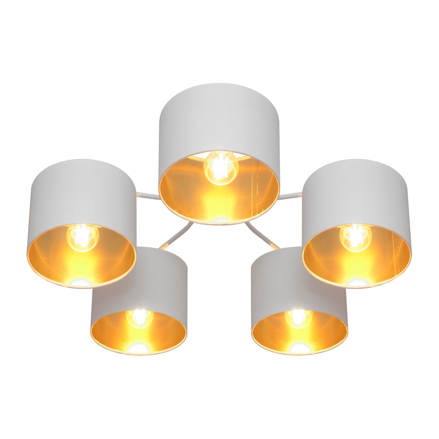 Aan plafond gevestigde hanglamp ALBA 5xE27/15W/230V wit/gouden