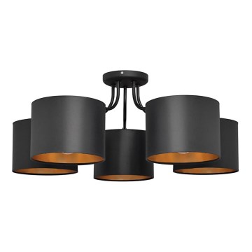 Aan plafond gevestigde hanglamp ALBA 5xE27/15W/230V zwart/gouden