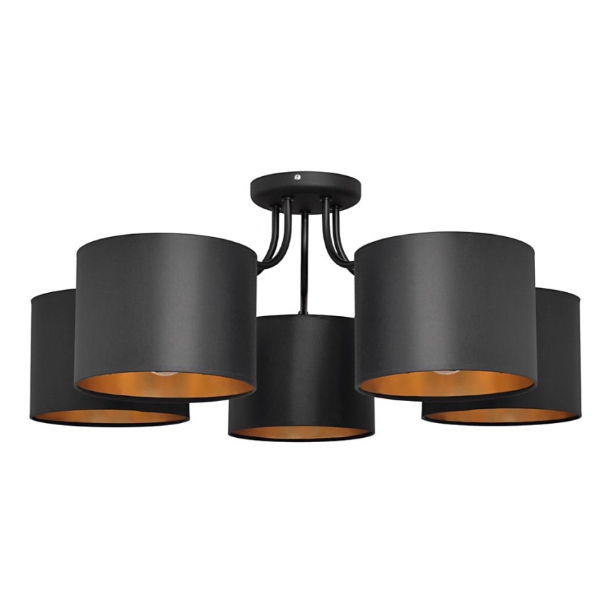 Aan plafond gevestigde hanglamp ALBA 5xE27/15W/230V zwart/gouden