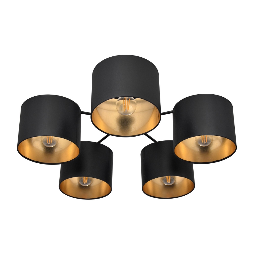 Aan plafond gevestigde hanglamp ALBA 5xE27/15W/230V zwart/gouden