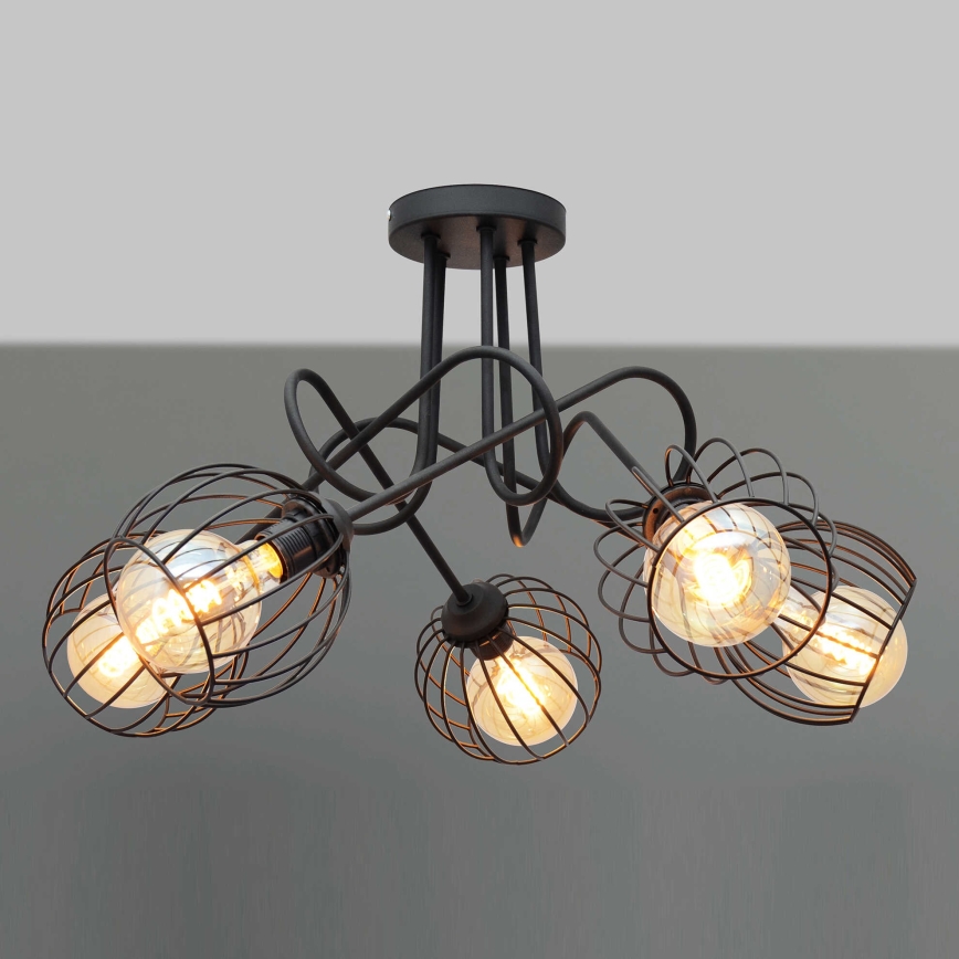 Aan plafond gevestigde hanglamp OXFORD 5xE27/15W/230V zwart