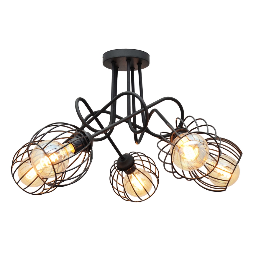 Aan plafond gevestigde hanglamp OXFORD 5xE27/15W/230V zwart