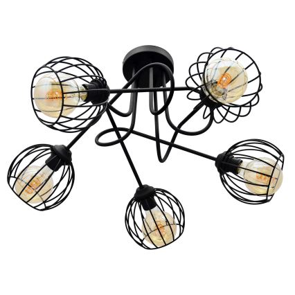 Aan plafond gevestigde hanglamp OXFORD 5xE27/15W/230V zwart
