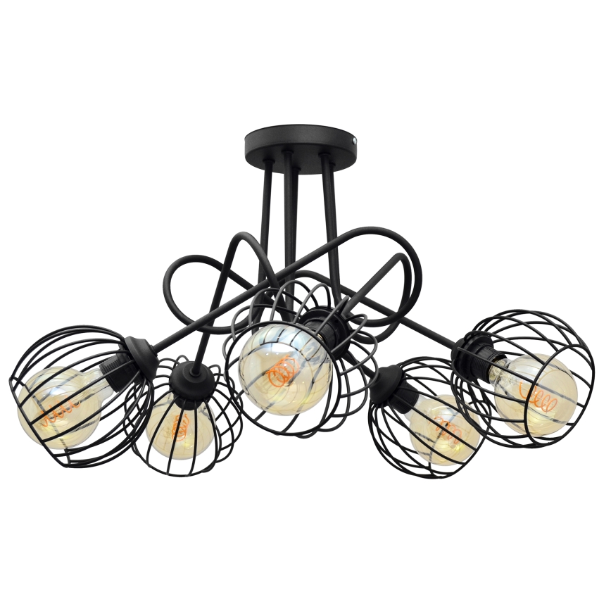 Aan plafond gevestigde hanglamp OXFORD 5xE27/15W/230V zwart