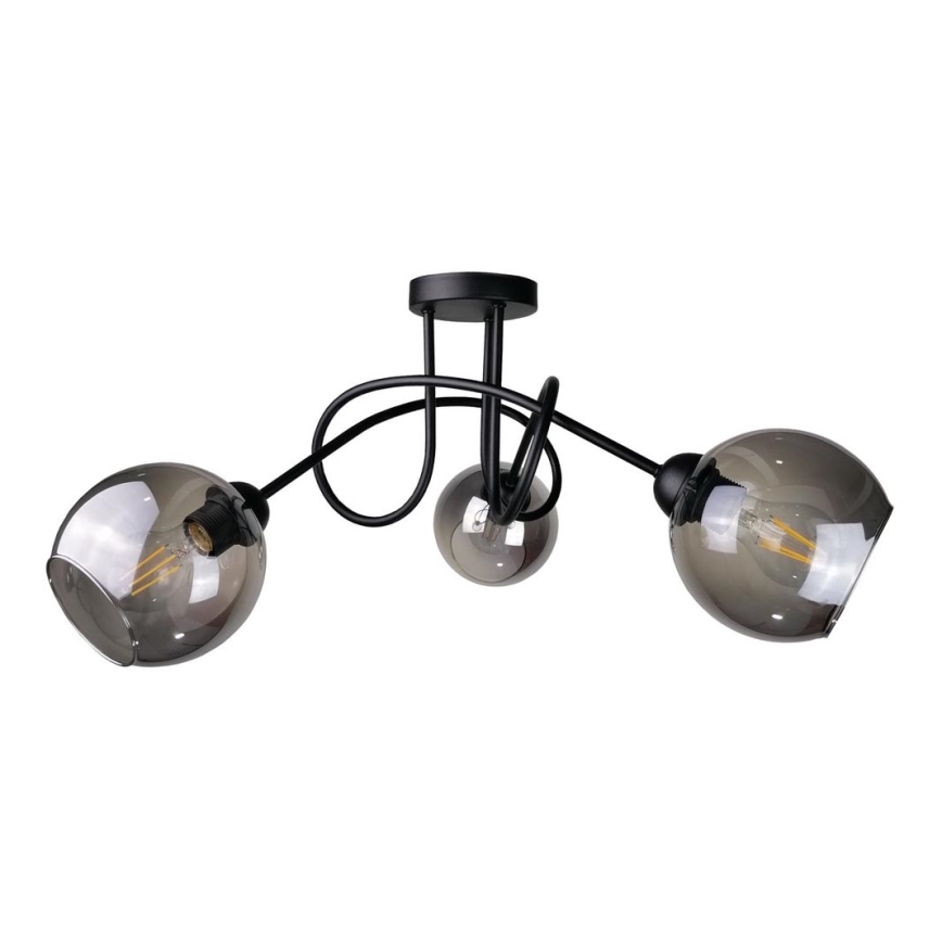 Aan plafond gevestigde hanglamp RIN 3xE27/60W/230V zwart