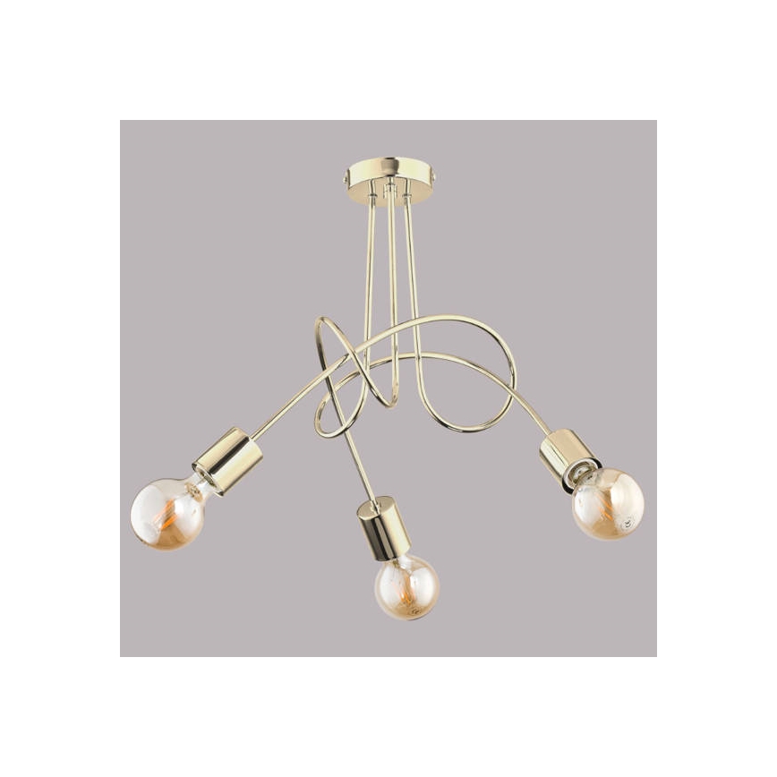 Aan plafond gevestigde hanglamp TANGO 3xE27/60W/230V gouden