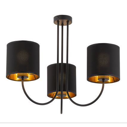 Abat-jour cylindrique universel de rechange E27 Ø 16 cm noir/doré