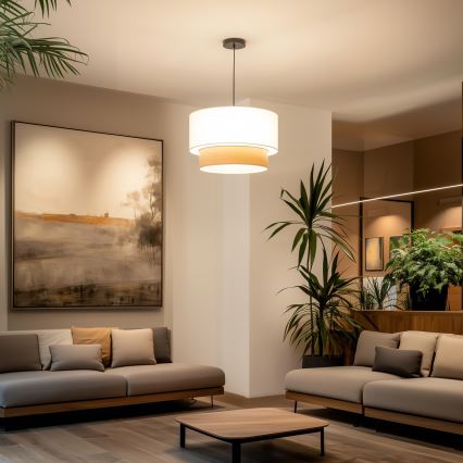 Abat-jour universel KERIA Ø 50 cm blanc/marron