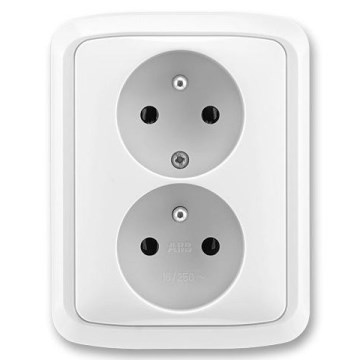 ABB 5512A-2349 B - Dubbel huishoudelijk stopcontact met afdekraam TANGO 250 V wit
