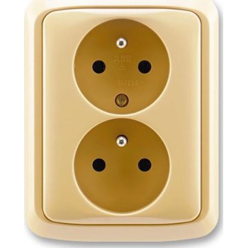 ABB 5512A-2349 D - Dubbel wandcontactdoos voor huishoudelijk gebruik met afdekraam TANGO 250V beige