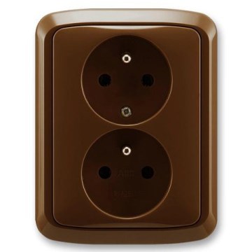 ABB 5512A-2349 H - Dubbele huishoudelijke wandcontactdoos met afdekraam TANGO 250V bruin