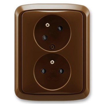 ABB 5513A-C02357 H - Prise double encastrée pour usage domestique avec cadre TANGO 250 V marron