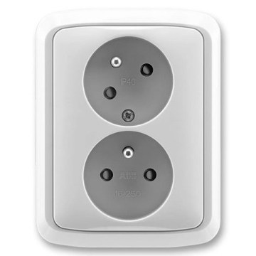 ABB 5513A-C02357 S - Dubbele wandcontactdoos met afdekraam TANGO 250V grijs