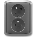 ABB 5513A-C02357 S2 - Prise double murale avec cadre TANGO 250V gris foncé