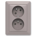 ABB 5513T-C02157 144 - Prise double domestique avec cadre ZONI 250V greige