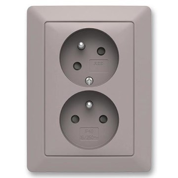 ABB 5513T-C02157 144 - Prise double domestique avec cadre ZONI 250V greige