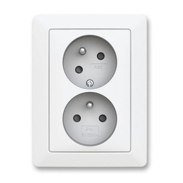 ABB 5513T-C02157 240 - Prise double murale pour usage domestique avec cadre ZONI 250V blanc mat