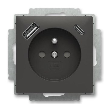 ABB 5569T-A32357 237 - Prise domestique sans cadre ZONI 250V 1xUSB A+C noir mat