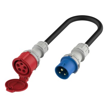 Adapter voor elektrische auto's CEE 16A (blauw, 1-fase) naar CEE 16A