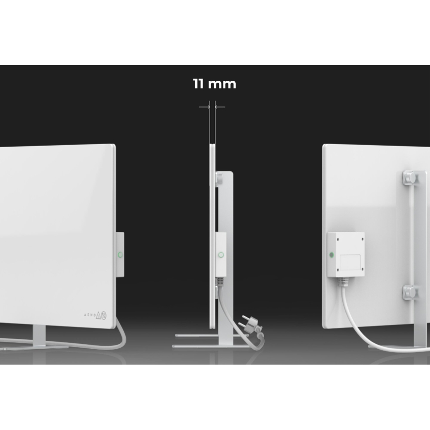 AENO - Panneau électrique connecté à infrarouge 700W minuteur/thermostat IP44 Wi-fi blanc