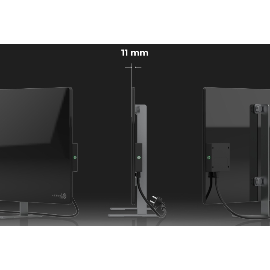 AENO - Panneau électrique connecté à infrarouge 700W minuteur/thermostat IP44 Wi-fi noir