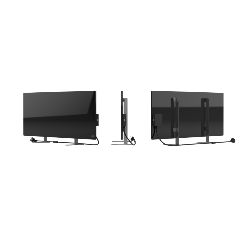 AENO - Panneau électrique connecté à infrarouge 700W minuteur/thermostat IP44 Wi-fi noir