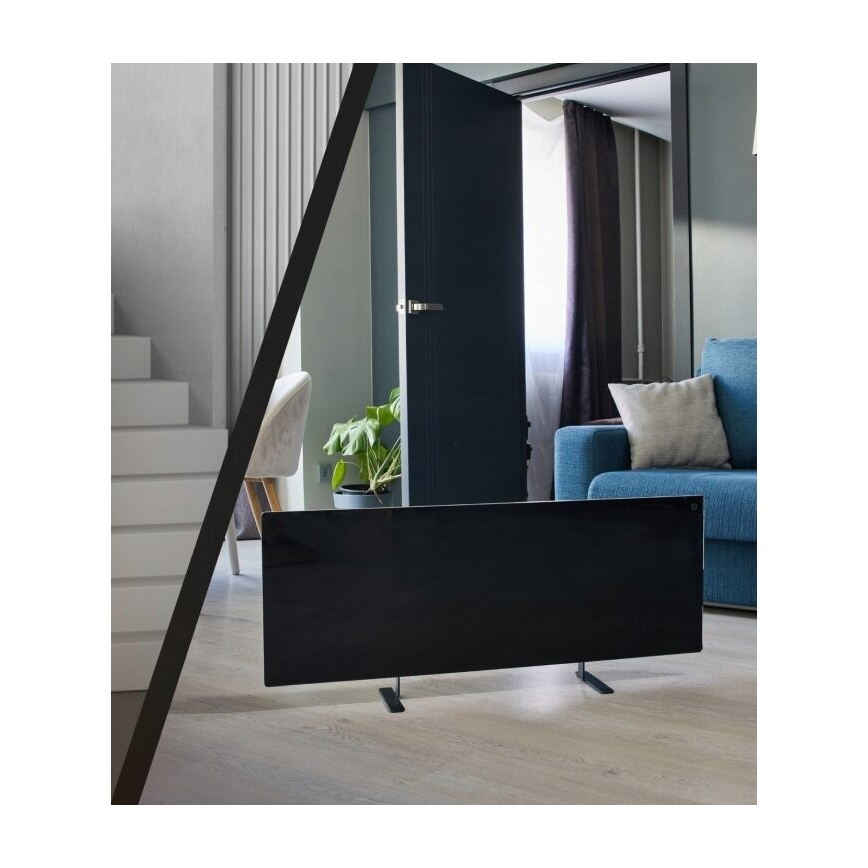 AENO - Panneau électrique connecté à infrarouge avec LED écran 700W minuteur/thermostat IP44 Wi-fi noir