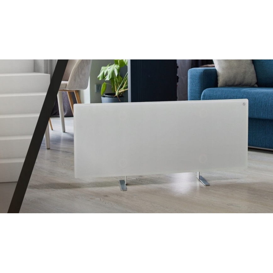 AENO - Panneau électrique connecté à infrarouge avec écran LED 700W minuteur/thermostat IP44 Wi-fi blanc