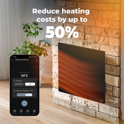 AENO - Panneau infrarouge électrique intelligent 500 W minuterie/thermostat Wi-Fi blanc