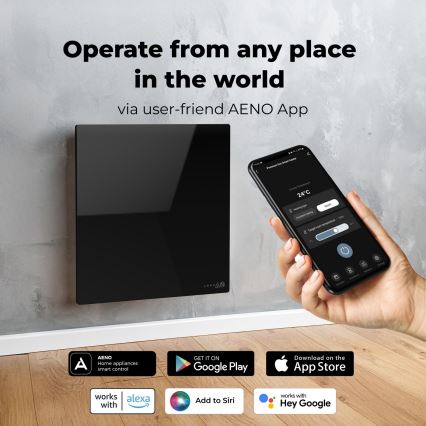 AENO - Panneau infrarouge électrique intelligent 500 W minuterie/thermostat Wi-Fi blanc