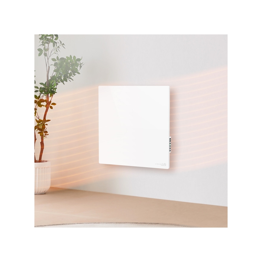 AENO - Panneau infrarouge électrique intelligent 500 W minuterie/thermostat Wi‑Fi blanc