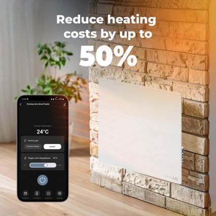 AENO - Panneau infrarouge électrique intelligent 500 W minuterie/thermostat Wi‑Fi blanc