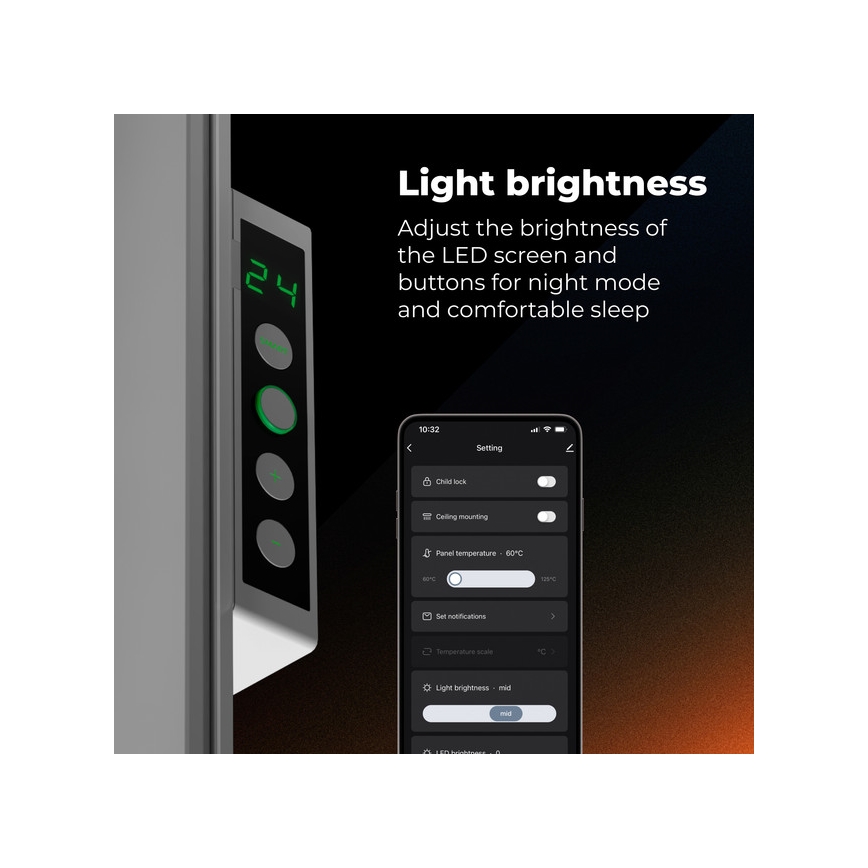 AENO - Panneau infrarouge électrique intelligent 500 W minuterie/thermostat Wi‑Fi blanc