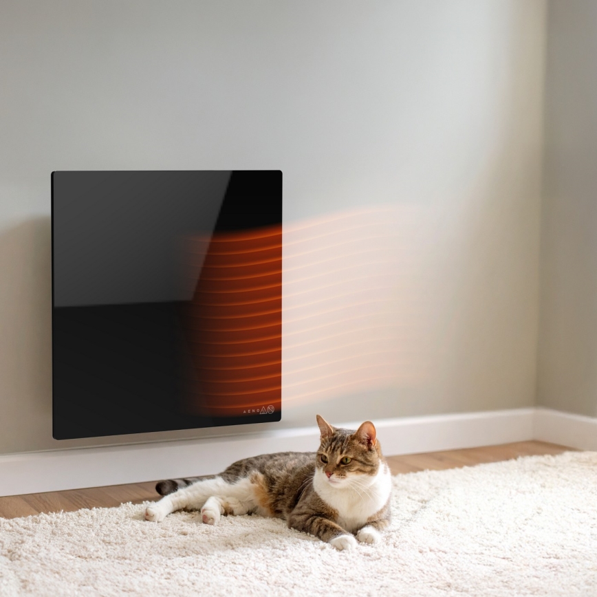 AENO - Panneau infrarouge électrique intelligent 500W minuterie/thermostat Wi-Fi noir