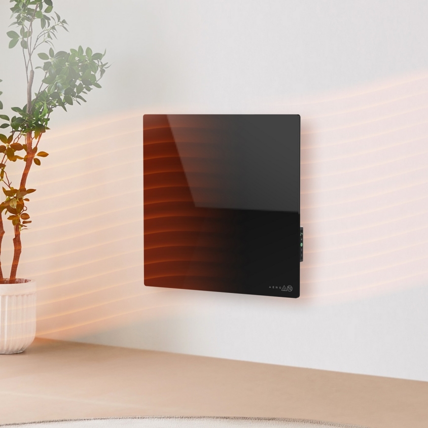 AENO - Panneau infrarouge électrique intelligent 500W minuterie/thermostat Wi-Fi noir