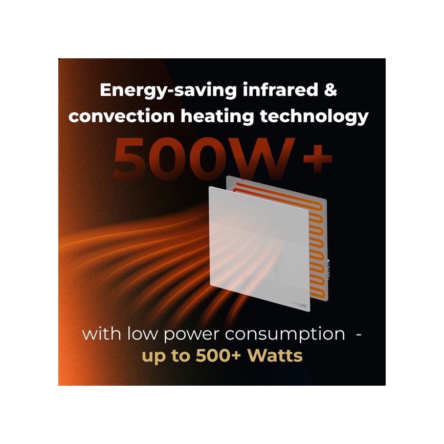AENO - Slim elektrisch infraroodpaneel 500 W timer/thermostaat Wi‑Fi wit